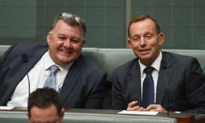 Liberal MP Craig Kelly with Tony Abbott on the backbench during question time.