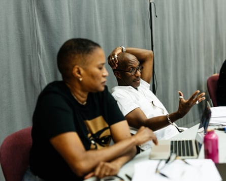 Tracey Scott Wilson and Clint Dyer in rehearsals for The Story.