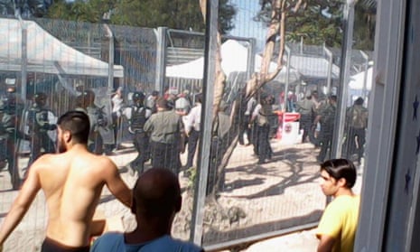 Protests on Manus Island in January 2015.