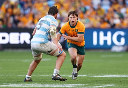 James O'Connor of the Wallabies runs with the ball against Argentina