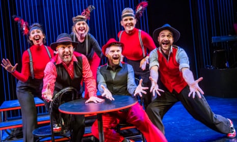 From left to right: Lauren Shearing, Adam Meggido, Ruth Bratt, Andrew Pugsley, Pippa Evans and Justin Brett in Showstopper! The Improvised Musical at the Other Palace. 
