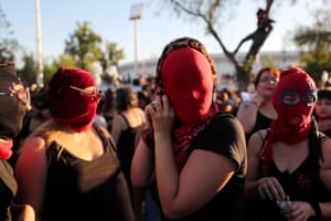 Women’s rights activists protest in Santiago, Chile