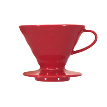 Hario V60 Ceramic Coffee Dripper | V-Shaped Cone Coffee Dripper With Heat Retention, Red, Size 02