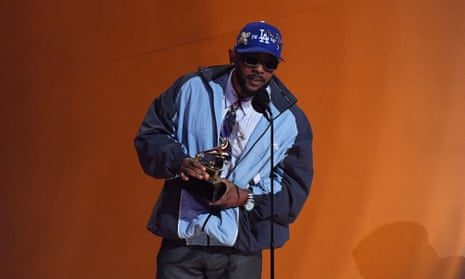 US-ENTERTAINMENT-MUSIC-GRAMMY-AWARD-SHOWUS rapper Kendrick Lamar accepts the award for Best Rap Album for "Mr. Morale & the Big Steppers." during the 65th Annual Grammy Awards at the Crypto.com Arena in Los Angeles on February 5, 2023. (Photo by VALERIE MACON / AFP) (Photo by VALERIE MACON/AFP via Getty Images)