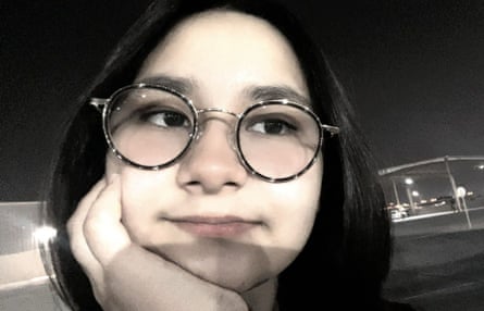 A close-up of a young girl’s face