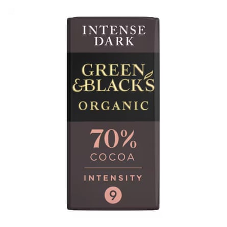 A bar of Green & Black’s Organic 70% Dark Chocolate