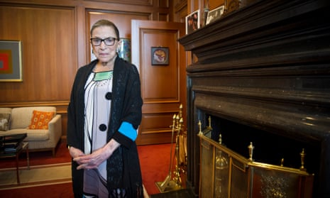 Ruth Bader Ginsburg<br>FILE - In this July 31, 2014 file photo, Supreme Court Justice Ruth Bader Ginsburg stands in her Supreme Court chambers in Washington. Ginsburg is questioning lawyers in Supreme Court arguments in her usual exacting fashion, five days after she had a stent implanted to clear a blocked artery. The 81-year-old Ginsburg was actively participating in the give-and-take of the court’s session Monday. (AP Photo/Cliff Owen, File)