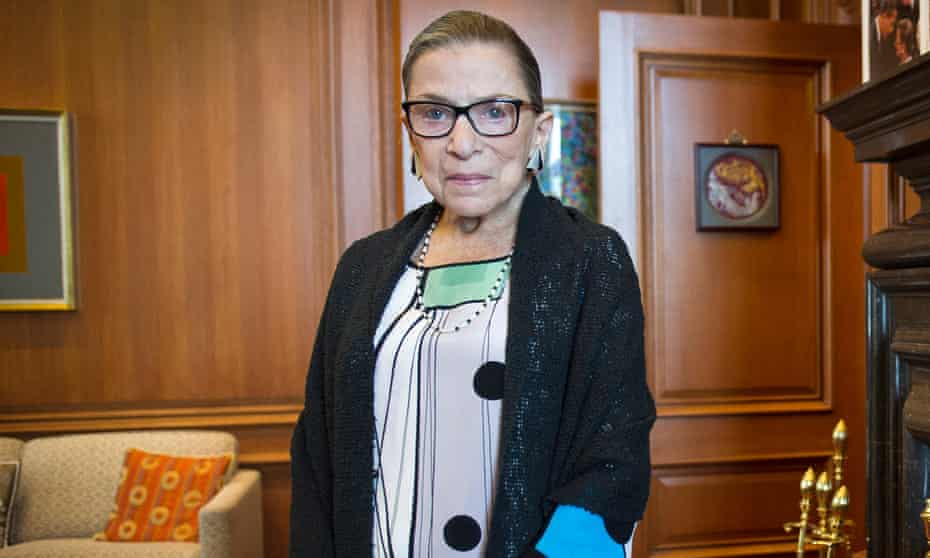 Justice Ruth Bader Ginsburg stands in her supreme court chambers in Washington on 21 July 2014.