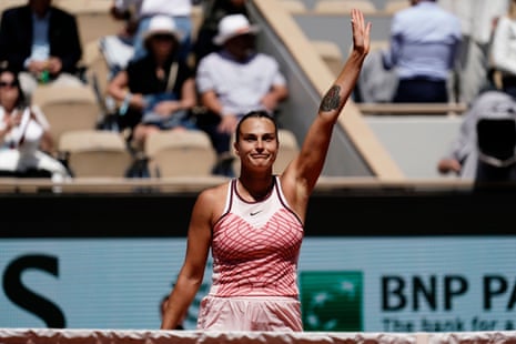 Sabalenka of Belarus beats Rakhimova of Russia in straight sets.