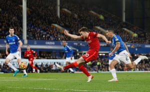 Jota scores in a 4-1 victory for Liverpool at Everton in December 2021