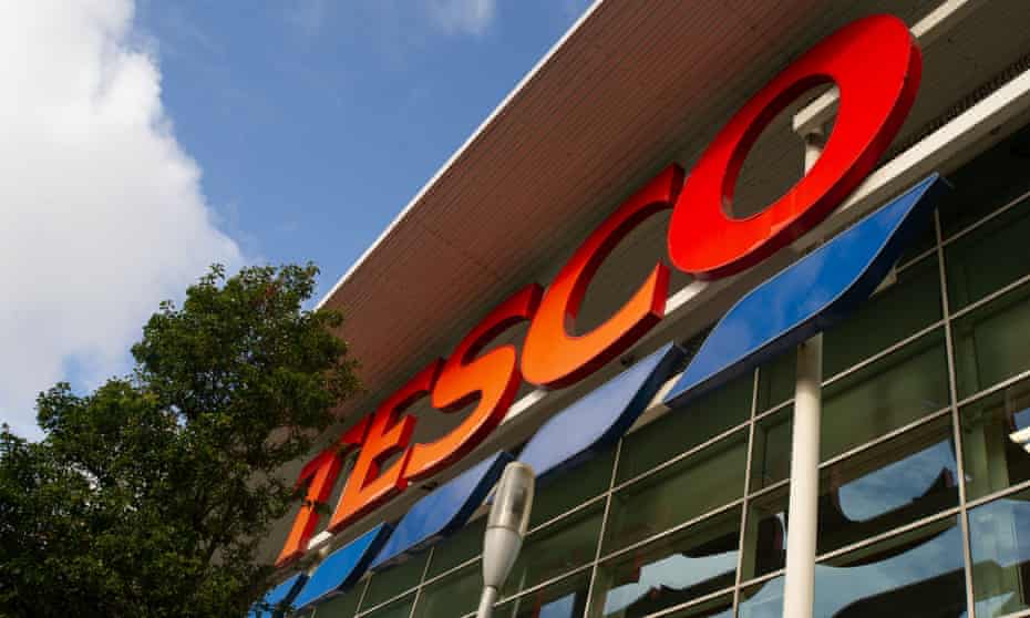 A Tesco sign on a store
