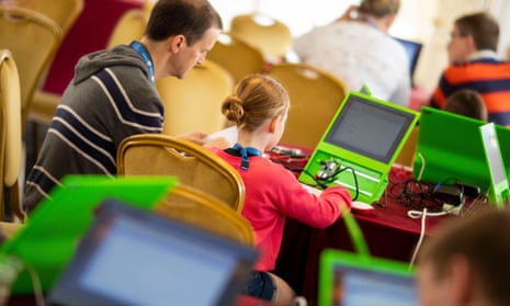 Parents and children at a Raspberry Pi workshop last year.