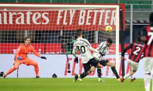 Milan’s Davide Calabria (2) made it 1-1 with a fierce strike into the top corner.