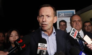 Tony Abbott talks to the media before leaving the NSW Liberal convention at Rosehill Gardens Racecourse in Sydney 23 July 2017.