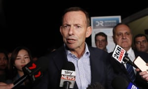 Tony Abbott talks to the media before leaving the NSW Liberal convention at Rosehill Gardens Racecourse in Sydney 23 July 2017. 