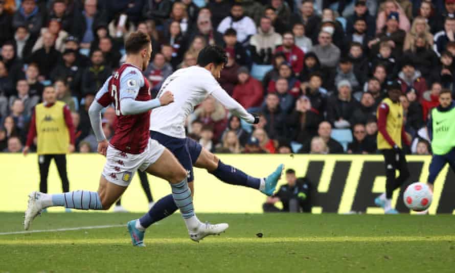 Tottenham Hotspur’s Son Heung-min scores their third goal.