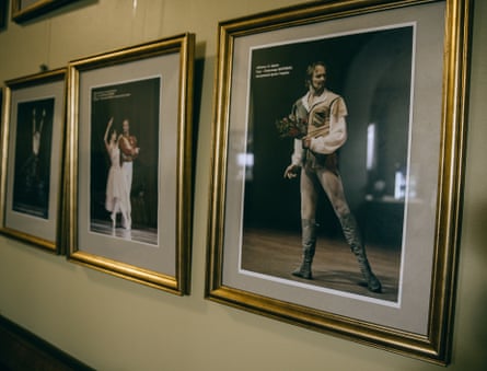 At Kyiv opera house hangs a portrait of former principal dancer Oleksandr Shapoval, who was killed on the frontline