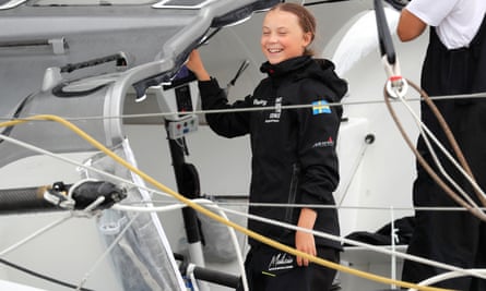Greta Thunberg sailing to attend a United Nations summit on climate change in New York in August