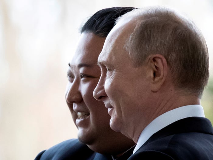 Russian President Vladimir Putin and North Korea's person  Kim Jong-un airs  for a photograph  during their gathering  successful  Vladivostok, Russia, successful  2019.