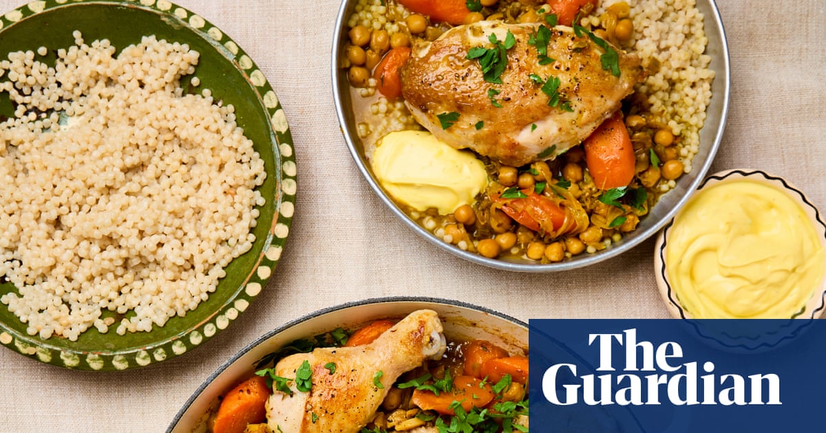 Sunday best: Thomasina Miers' recipes for braised chicken with chickpeas and rosewater dried apricots