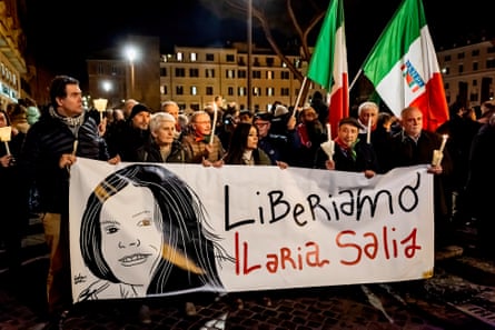 People take part in a protest