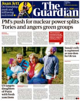 Front page of the Guardian 04/07/22