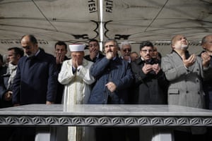Members of the Arab-Turkish Media Association and friends attend funeral prayers in Istanbul