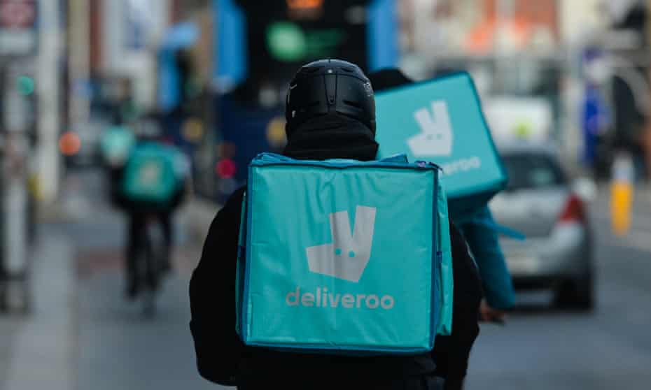 Deliveroo couriers in Dublin city centre