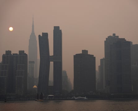 Murky scenes along the East River in New York City on Thursday.