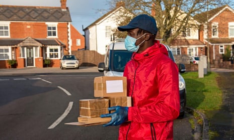 Male courier delivering parcels and packages