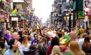People in The French Quarter on the final day of Mardi Gras in New Orleans on 25 February.