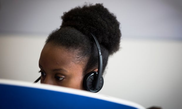 Woman working in a call centre