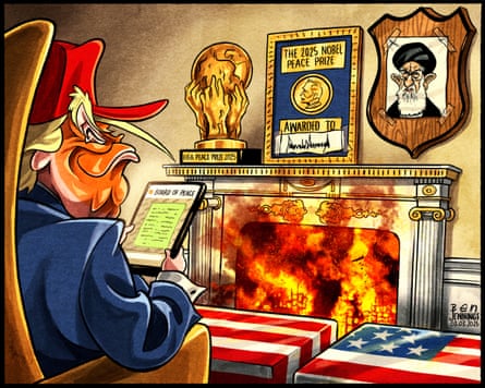Ben Jennings’ cartoon on Donald Trump’s continuing attacks on Iran