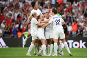 England celebrate as the final whistle goes.