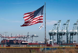 Shipping containers from China and other Asian countries being unloaded at the Port of Los Angeles