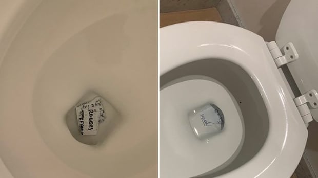 Photos purport to show notes Trump tried to destroy by flushing down the toilet. He has aggressively denied ever doing it.