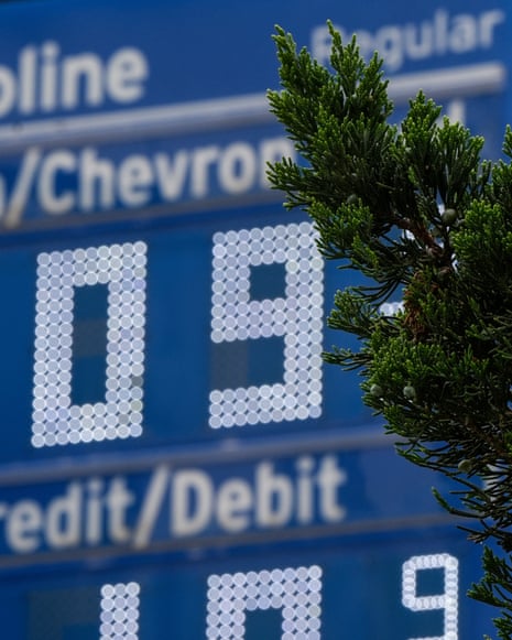 Gas prices displayed at a Chevron station in Atlanta