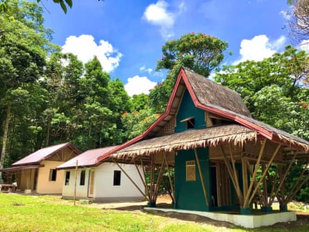 A small house in the Philippines made with bamboo features