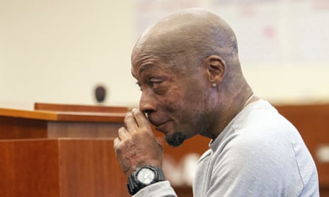 Dewayne ‘Lee’ Johnson reacts after hearing the verdict in his case against Monsanto.
