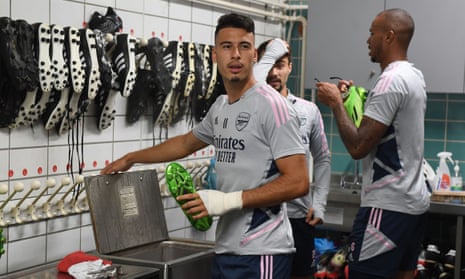 Gabriel Martinelli in the Arsenal boot room. Mikel Arteta has revealed that the Brazilian would regularly come and speak to him while out of the team.