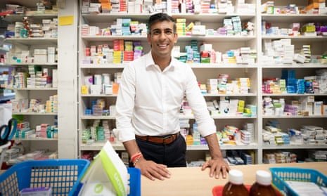Rishi Sunak visiting his family's former pharmacy in Southampton. 