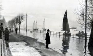 The River Thames at Putney in west London during the flood of 1953.