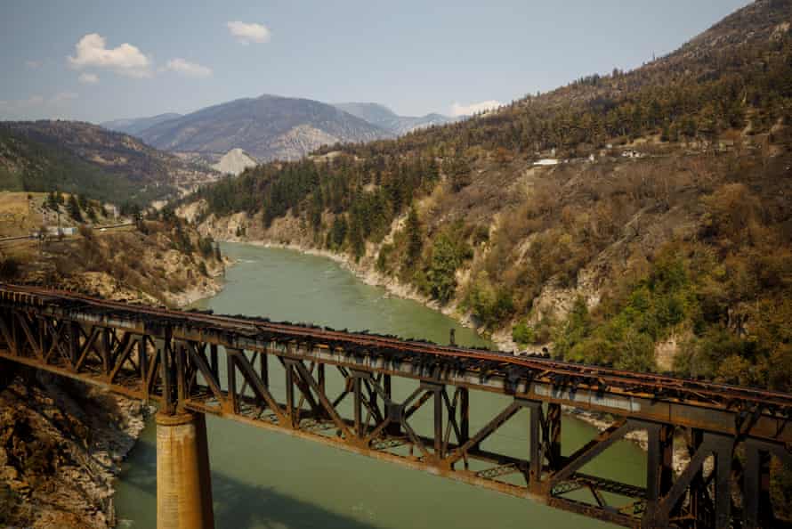 A damaged railway bridge in Lytton