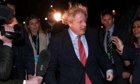 Boris Johnson, arriving at the count for his seat of Uxbridge, has delivered a crushing victory for his party, though has a long road before he can deliver Brexit for the nation.