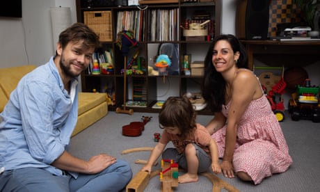 Ines Ferreira Vaz de Sousa, Joseph Littlefield and Alyosha (Oshy) Ferreira Littelfield in their apartment in Sydney, Australia
