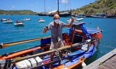 Graham Walters arrives into Antigua after rowing the Atlantic