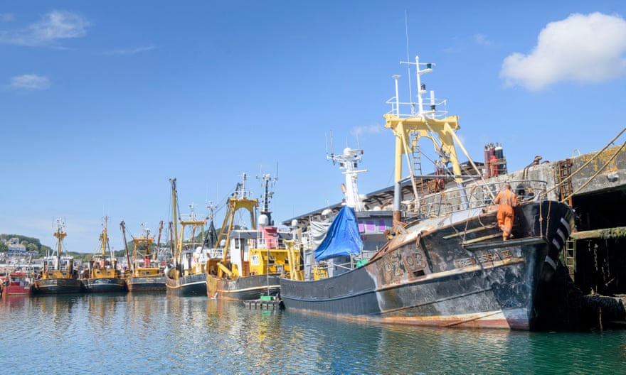 Fishing boats in Newlyn Harbor.