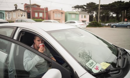 Max, a driver for Uber and Lyft, commutes from Sacramento to work long hours driving in San Francisco.