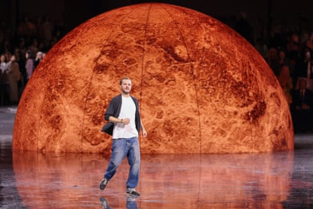 Matthieu Blazy on the runway at the end of the show.