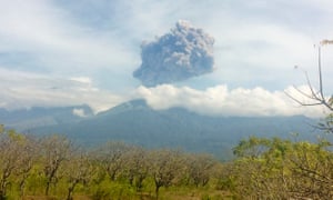 Mount Barujari’s eruption seen from North Lombok on Wednesday.